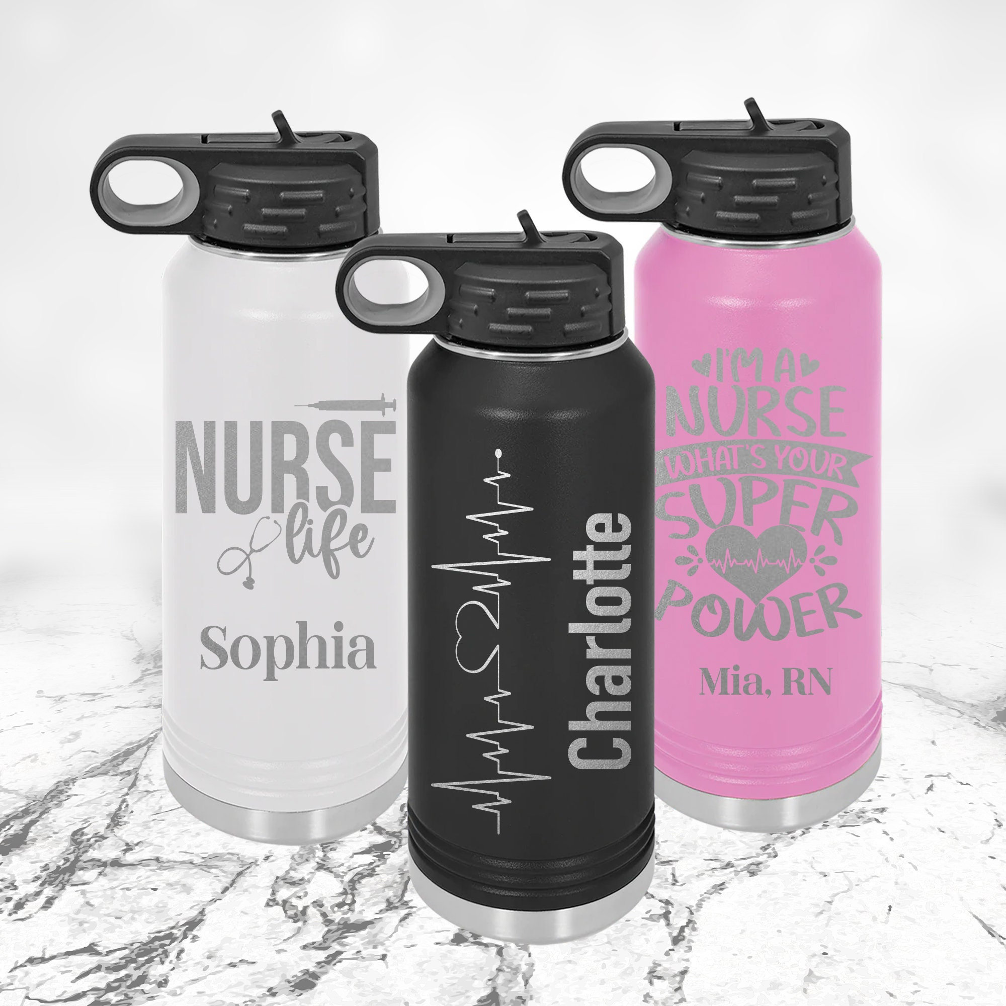 Nurse Tumbler, Nurse Water Bottle, Gift for Nurse, Nursing Student Gift,  Nurse Assistant, Nurse Appreciation, Gifts for RN, CNA Gift, BSN 