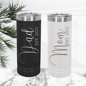 New Mom Gift, Mom Est Tumbler, New Parents Gifts, New Dad Gift, Mom Established, Mom Appreciation, Dad Announcement, Dad To Be, Dad Tumbler