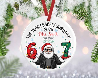 67 Teacher Ornament, Funny Teacher Christmas Gift, Teacher Appreciation, Custom Teacher Ornament, 67 Slang Gift, Gift for Teacher, Six Seven