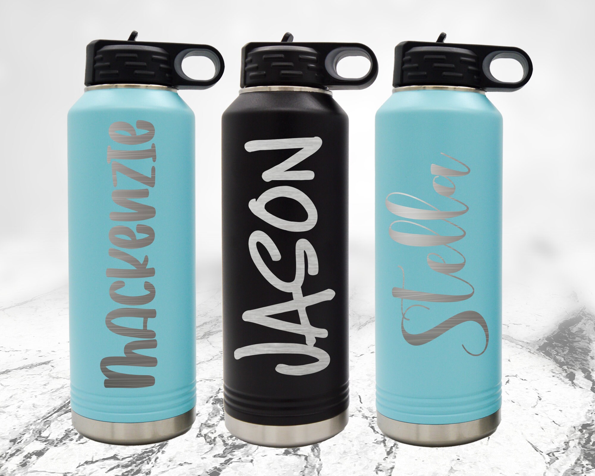 Engraved Water Bottles With Straw, Name Water Bottle, Custom Water ...