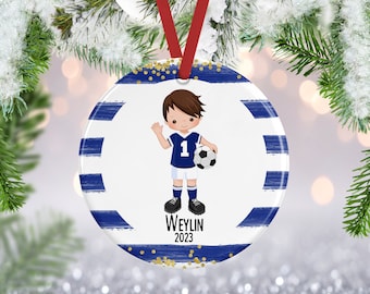 Boy Soccer Ornament | Christmas Ornament | Personalized Soccer Ornament | Soccer Player Gift | Soccer Gift | Kids Ornament | Sports Ornament