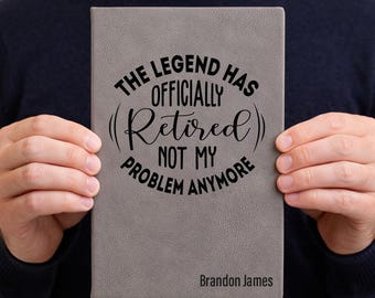 Personalized Retired Journal, Retirement Journal, Coworker Retirement Gift, Custom Engraved Notebook, Retired Gift, Gift for Him, Boss Gift