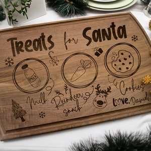 Santa Cookie Tray, Christmas Cutting Board, Santa Treat Board, Santa Tray, Santa Cutting Board, Cookies for Santa, Christmas Board, Kid Gift