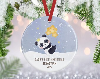 Panda Ornament, My First Christmas Ornament, Baby Gift, Christmas Ornament, New Baby Gifts, Babys First Xmas, Kids Ornament, Name Ornament