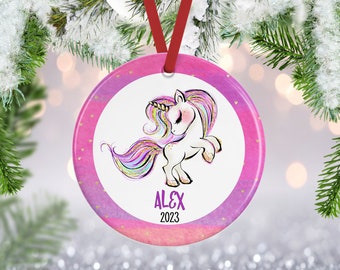 Unicorn Ornament, Unicorn Christmas Ornament, Personalized Unicorn Ornament, Unicorn Gift, Kids Ornament, Baby's First Christmas, Baby Girl