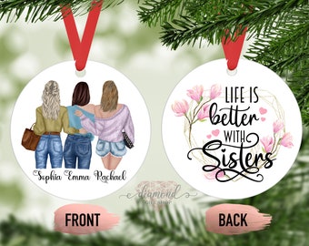 Sister Ornament | Family Portrait Ornament | Christmas Ornament | Sister Gift | Personalized Sister Ornament | Long Distance Sister Gift