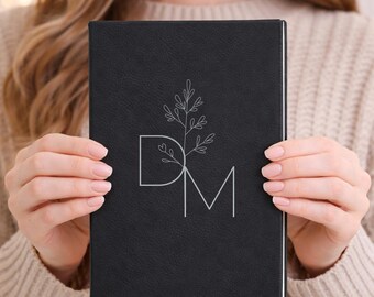 Personalized Monogram Journal, Custom Leather Journal, Floral Journal, Business Journal, Custom Notebook, Business Gift, Gift For Her