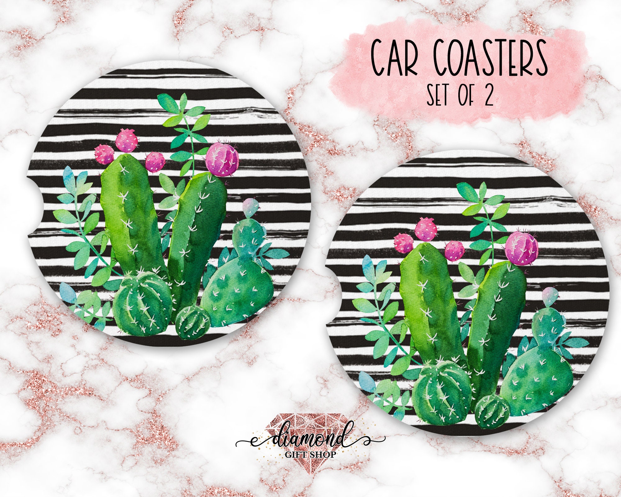 Cactus Car Coaster Cactus Gifts Car Accessories Car Etsy UK