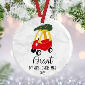 Baby&#39;s First Christmas Ornament, Truck Ornament, Kids Car Ornament, Truck Ornament, Custom Baby Boy Truck Ornament, Red Truck Ornament