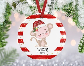 Monkey Ornament, Baby Ornament , Kids Ornament, Baby's First Christmas, Christmas Ornament, New Baby Gifts, Custom Ornament, Monkey Gifts