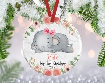 Baby's First Christmas, Elephant Ornament, New Baby Ornament, Baby Elephant Ornament, Christmas Ornament, New Baby Gifts, Babys First xmas