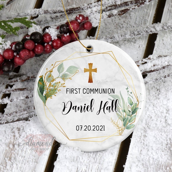 First Communion Ornament, First Communion Gift, Godchild Gift, God Bless Ornament, Christened Keepsake, Godson Gift, Communion Favors