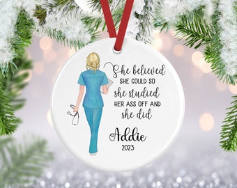 Nurse Ornament, Graduation Ornament, New Nurse Gift, Nurse Christmas Ornament, Graduation Gift, RN Gift, BSN Gift, Nursing Graduation Gift