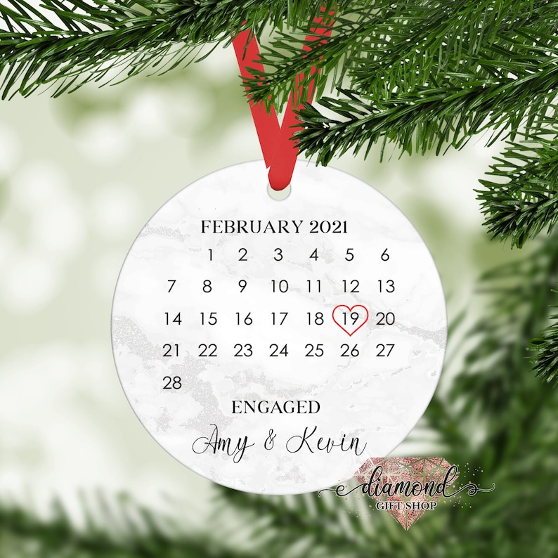 Just Engaged Ornament, Just Engaged Gifts, Engagement Ornament, Engagement Gift, Engagement Calendar, Engagement Announcement,  Couple Gift