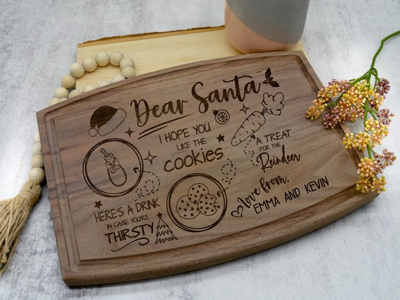 Christmas Cutting Board, Santa Cookie Tray, Santa Treat Board, Santa Tray, Santa Cutting Board, Cookies for Santa, Christmas Board