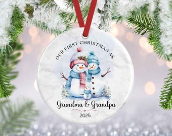 Our First Christmas As Grandma And Grandpa Ornament, Grandparents Ornament, Pregnancy Ornament, Christmas Ornament, Family Keepsake