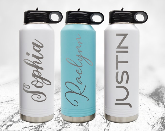 Custom Water Bottle, Name Water Bottle, Personalized Water Bottle With Straw, Engraved Water Bottle, Insulated Water Bottle, Team Gift