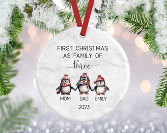 Family of Three Christmas Ornament, Family of 3, Family Ornament, First Christmas Ornament, Babys First Christmas Ornament, New Baby Gift