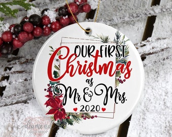 Our First Christmas Ornament | First Christmas Married | Mr and Mrs First Christmas | Mr and Mrs Ornament | Wedding Gift |Christmas Ornament