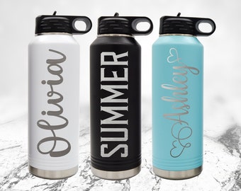 Engraved Water Bottles With Straw, Name Water Bottle, Custom Water Bottle, Personalized Insulated Water Bottle, Stainless Steel Water Bottle