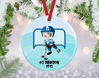 Hockey Ornament | Hockey Gifts | Christmas Ornament | Kids Ornament | Sports Ornament | Hockey Team Gift | Hockey Children's Ornament | Boy