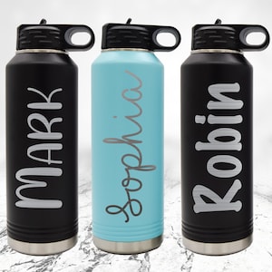 Personalized Laser Engraved Water Bottle, Custom Water Bottle, Name Water Bottle, Water Bottle With Straw, Insulated Water Bottle, Team Gift