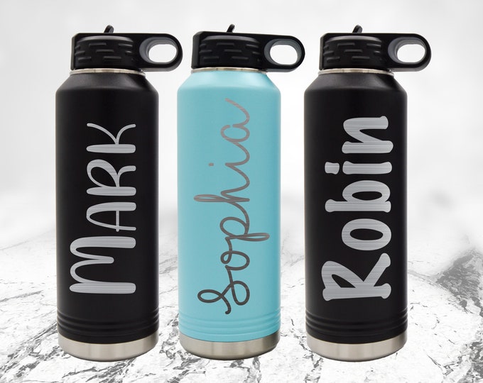 Personalized Laser Engraved Water Bottle, Custom Water Bottle, Name Water Bottle, Water Bottle With Straw, Insulated Water Bottle, Team Gift