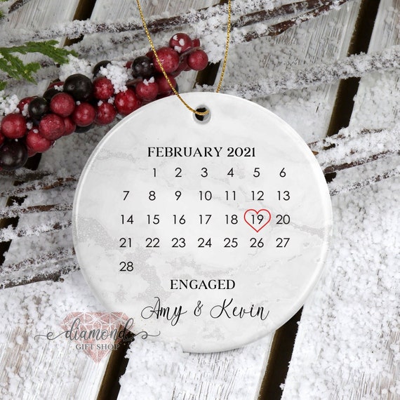 Just Engaged Ornament, Just Engaged Gifts, Engagement Ornament, Engagement Gift, Engagement Calendar, Engagement Announcement,  Couple Gift