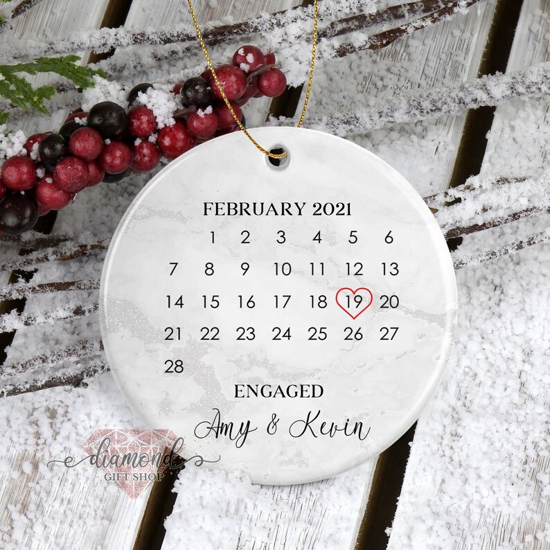 Just Engaged Ornament, Just Engaged Gifts, Engagement Ornament, Engagement Gift, Engagement Calendar, Engagement Announcement,  Couple Gift