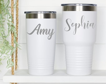 Personalized Engraved Stainless Steel Tumbler, Custom Name Travel Mug