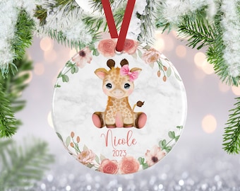 Giraffe Ornament, Girl's Christmas Ornament, My First Christmas Ornament, Baby Gift, Christmas Ornament, New Baby Gifts, Babys First Xmas