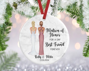 Matron of Honor Ornament, Proposal Ornament, Will You Be My Matron of Honor, Proposal Gifts, Bridesmaid Gift, Wedding Party,Wedding Ornament