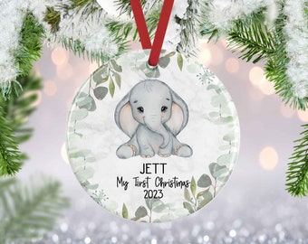 Baby's First Christmas, Elephant Ornament, New Baby Ornament, Baby Elephant Ornament, Christmas Ornament, New Baby Gifts, Babys First xmas