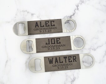 Groomsmen Gift, Bottle Opener, Groomsmen Proposal, Personalized Bottle Opener, Best Man Gift, Gift For Him, Leatherette Bottle Opener
