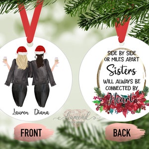 Personalized Sister Christmas Ornament | Aluminum Family Portrait Gift