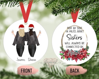 Christmas Ornament | Sister Ornament | Family Portrait Ornament | Long Distance Sister Gift | Best Sister Gift |Personalized Sister Ornament