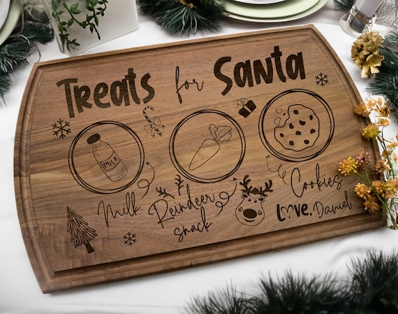 Santa Cookie Tray, Christmas Cutting Board, Santa Treat Board, Santa Tray, Santa Cutting Board, Cookies for Santa, Christmas Board, Kid Gift