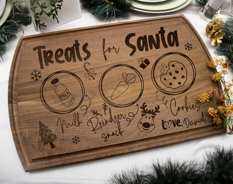 Santa Cookie Tray, Christmas Cutting Board, Santa Treat Board, Santa Tray, Santa Cutting Board, Cookies for Santa, Christmas Board, Kid Gift