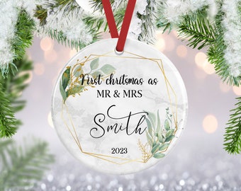 First Christmas Married, Newlywed Ornament, Married Ornament, Mr And Mrs Ornament, Wedding Ornament, Newlywed Gift, Custom First Christmas