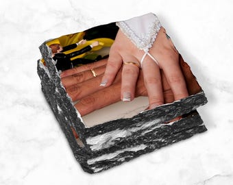 Photo Coasters, Custom Stone Drink Coaster, Personalized Photo Slate Coasters, Slate Coaster Set, Housewarming Gift, Personalized Coaster