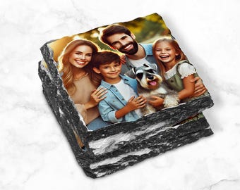 Custom Stone Drink Coaster, Personalized Photo Slate Coasters, Slate Coaster Set, Housewarming Gift, Personalized Coaster, Moving Gift
