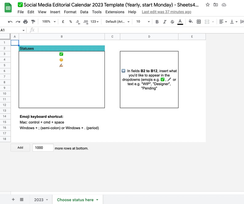 Social Media Editorial Calendar 2023 Template