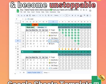 Sjabloon gewoontetracker 2025: Google Spreadsheets (directe download)