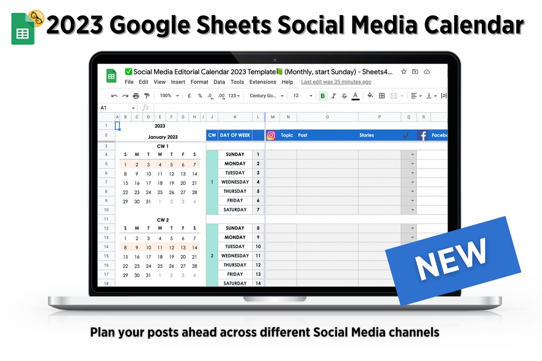 2023 Social Media Content Calendar Template Google Sheets Etsy