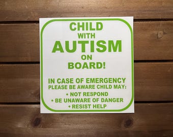 Child with Autism on Board Decal