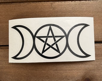 Triple Moon Vinyl Decal | Wiccan Decal | Pagan Decal | Goddess Symbol | Laptop Decal | Witchy Sticker