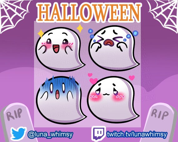 Halloween Ghost Twitch Emote 4 Pack Instant Download Etsy