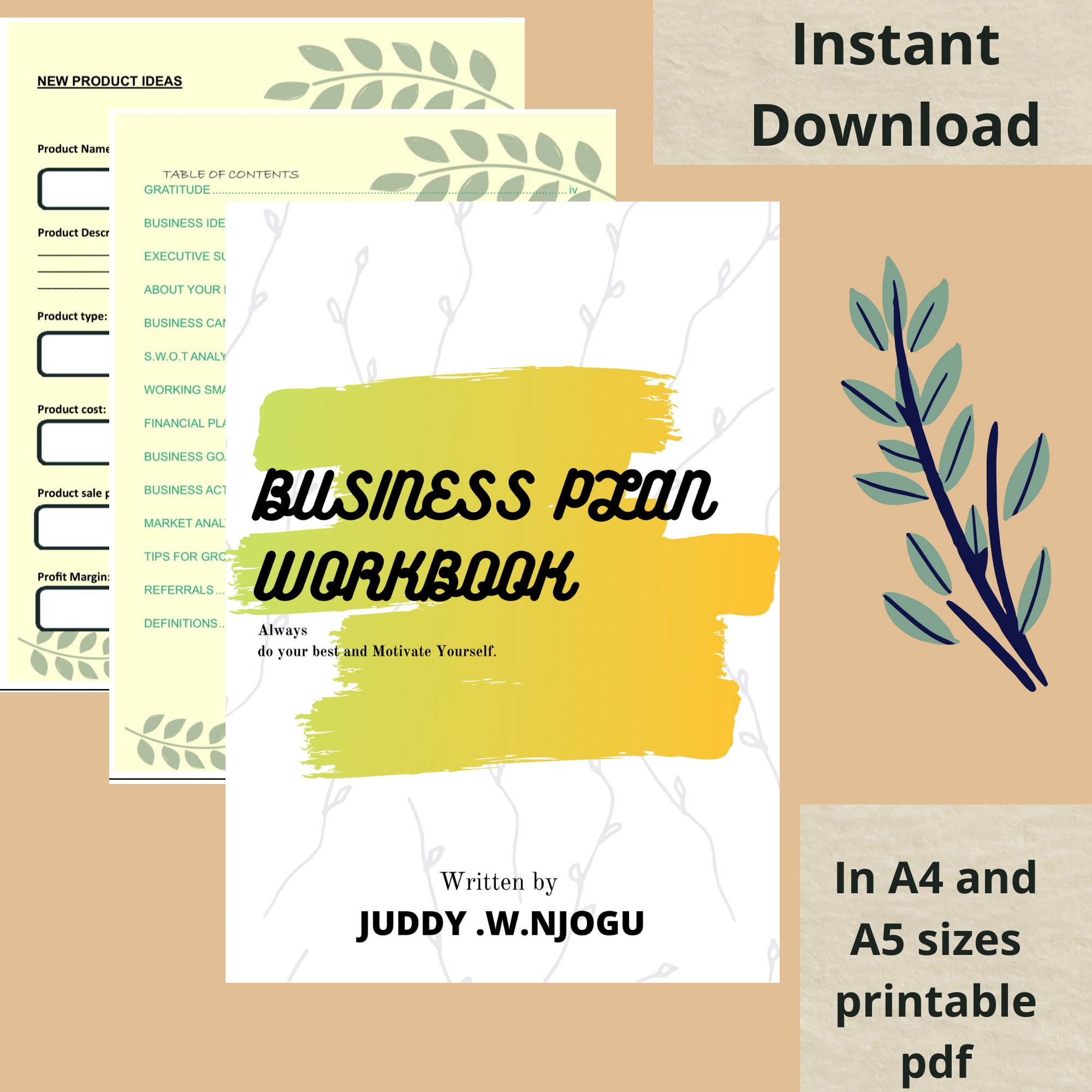 Business plan workbook pdf/ instant Download/ Etsy