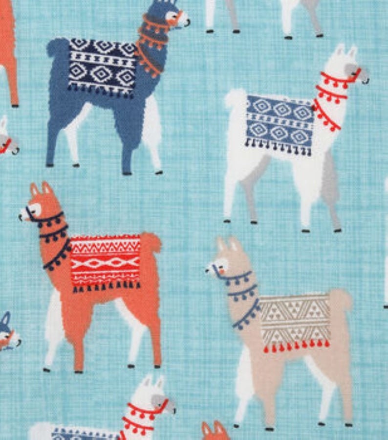 Llama Fabric Llamas With Blankets Fabric Animal Fabric 100 Etsy
