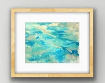 Wall Art - Giclée Abstract Art Print on Canvas,  - Ocean Inspired, Unique Sizes 8x10 - 30x40 Print & Ship "Baby Love" - High Tide Collection